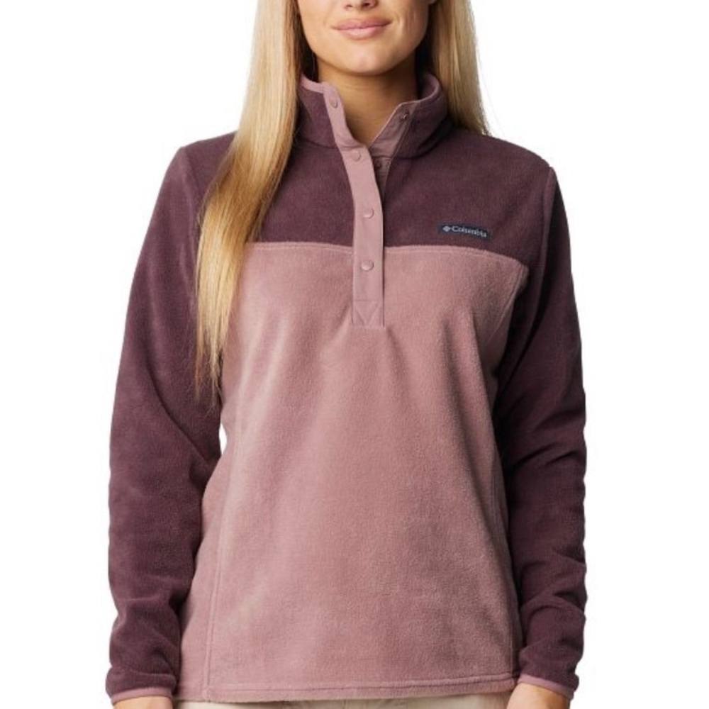 Columbia Two-Tone Mauve and Dusty Rose Fleece Pullover